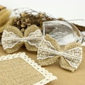 Miniatyrbillede 3 af 5: 50 stk. dekorative burlap og blonde sløjfer - Khaki - Rustikt look - til