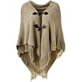 Miniatyrbild 1 av 5: Elegant varm dam poncho sjal (Khaki) öppen fram med fransar