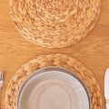 Miniatyrbilde 4 av 5: Set med 6 (35 cm) naturlige vevde vannhyacint-brikker, runde vevde brikker, vevde stråbrikker