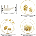 Miniatyrbilde 3 av 5: Sett med 3 veggdekorasjoner i metalljern, jern ginkgoblad og palme
