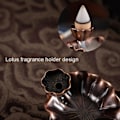 Miniatyrbillede 4 af 5: Legering Lotus Blad Tilbageflow Røgelse Brænder Antik Indendørs Røgelse B
