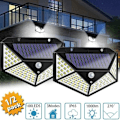 Miniatyrbillede 3 af 5: 2 stk. 100 LED udendørs solcellelamper med bevægelsessensor væglamper