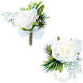Miniatyrbillede 1 af 5: (Hvid) 2 primula rose boutonnières, brudgom boutonnières og bryllup