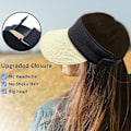 Miniatyrbilde 5 av 5: Beige Solhatt av Halm for Kvinner Bred Bremm Sommer Visor Anti-UV