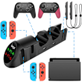 Miniatyrbilde 4 av 5: 6 i 1 LED-laderdock kompatibel med Joy Cons og kontroller f