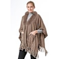 Pikkukuva 2 / 5: 1 kpl Poncho Shawl (Khaki) Naiset Talvi Elegantti Neuletakki Cape Pock