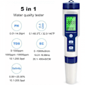 Miniatyrbillede 2 af 5: Elektronisk PH-tester, 5 i 1 poolvandstester med baggrundsbelysning, PH