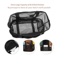 Miniatyrbillede 5 af 5: (42X38X20 cm, sort) Mesh Strandtaske Vandtæt og Sandproof Håndtaske Foldbar 9 Lommer