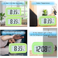 Pikkukuva 4 / 5: (Vihreä) LCD-digitaalinen herätyskello, älykäs digitaalinen herätyskello, jossa on T
