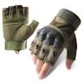 Miniatyrbillede 1 af 5: (XL, Army Green) Ledbeskyttende Handsker, Hård Gummi Halv Finger