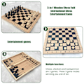 Miniatyrbild 4 av 5: 39*39CM Spelkit Schack, Dam och Kvarnspel Set 3 i 1 Trä Vikbar