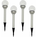 Miniatyrbilde 1 av 5: Hagesolcellelys utendørs, 4-pakke RGB 8 LED Globe Solar Stake