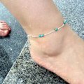 Pikkukuva 3 / 5: Anklet/jalkakoru siniset helmet hopea