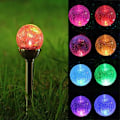 Miniatyrbilde 2 av 5: Hagesolcellelys utendørs, 4-pakke RGB 8 LED Globe Solar Stake