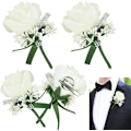 Miniatyrbillede 1 af 5: 4 stk. Kunstige Silke Blomster Mænd Bryllup Corsage 12*7cm Holdbar Brude C