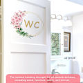 Miniatyrbillede 3 af 5: Dørklistermærker Badeværelse Toilet Badekar Plante Blomster Engelsk WC Vægsticker