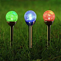 Miniatyrbilde 4 av 5: Hagesolcellelys utendørs, 4-pakke RGB 8 LED Globe Solar Stake