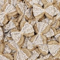 Miniatyrbillede 1 af 5: 50 stk. dekorative burlap og blonde sløjfer - Khaki - Rustikt look - til