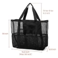 Miniatyrbillede 4 af 5: (42X38X20 cm, sort) Mesh Strandtaske Vandtæt og Sandproof Håndtaske Foldbar 9 Lommer