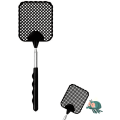 Pikkukuva 1 / 4: Retractable Fly Swatter (Musta+Punainen), Retractable Fly Swatter, Kestävä ja Tukeva Teleskooppikahva, Kevyt Manuaalinen Tuholaistorjunta