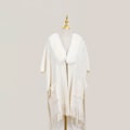 Miniatyrbillede 5 af 5: 1 stk. Poncho Sjal (Hvid) Dame Vinter Elegant Sweater Cape Lommer Poncho Frynser Åben Varm Poncho Cape Varm Strikkede Ponchoer Sjal