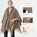 Pikkukuva 5 / 5: 1 kpl Poncho Shawl (Khaki) Naiset Talvi Elegantti Neuletakki Cape Pock