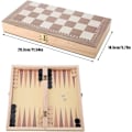 Miniatyrbillede 3 af 5: Træskakspil, 3-i-1 skak og dam og backgammon foldbart skakspil