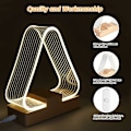 Miniatyrbilde 2 av 5: USB-senglampe trekant moderne solid trebordlampe LED-natt