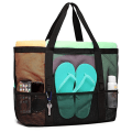 Miniatyrbillede 1 af 5: (42X38X20 cm, sort) Mesh Strandtaske Vandtæt og Sandproof Håndtaske Foldbar 9 Lommer