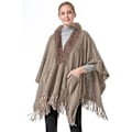 Pikkukuva 4 / 5: 1 kpl Poncho Shawl (Khaki) Naiset Talvi Elegantti Neuletakki Cape Pock
