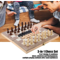 Miniatyrbilde 2 av 5: Trefoldig sjakksett i tre, 3-i-1 sjakk og brikker og backgammon sammenleggbart sjakksett