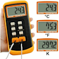 Miniatyrbild 4 av 5: Typ K-termometer med 700°C termoelementsensor (°C, °F och K w