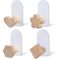 Miniatyrbilde 1 av 5: 4 stk. Barneveggkroker uten boring, selvklebende trekroker for barn