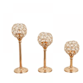Miniatyrbilde 1 av 5: (3 stk) Gullkrystall Lysestaker Midtpunkt for Bryllup Spisestue Dekor