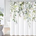 Grön Eucalyptus Duschdraperi, Akvarell Växtblad och Flor