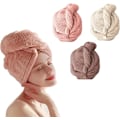 Miniatyrbild 1 av 5: 3-pack handdukar (rosa+brun+khaki), mikrofiber torkhandduk, snabb torkande bandana, superabsorberande torkhuva, badhandduk för kvinnor