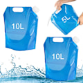Pikkukuva 1 / 5: 3 kpl taitettavat vesipussit, 1 * 5 L + 2 * 10L taskukokoinen kannettava vesi