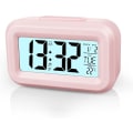 Miniatyrbild 1 av 5: (Rosa) Batteridriven digital väckarklocka, LED digital väckarklocka, stor display med temperatur datum klocka för hemmakontor