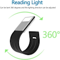 Miniatyrbilde 4 av 5: (Svart) LED-lys USB-leselampe, 3-farget leselampe for lesing i sengen med øyebeskyttelse Klips LED-leselampe Nattlykt Leselampe for lesing i sengen