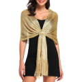 Miniatyrbillede 1 af 4: (Guld) Sequin Shawl Tørklæde til Kvinder Funklende Metallisk Håndklæde med