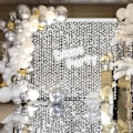 Pikkukuva 5 / 5: 2 kpl disco syntymäpäiväkoristeet - 1m*2m, disco oviverho juhlakoristelu, paljettipompomverho, sopii 70-luvun juhliin