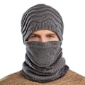 Miniatyrbilde 1 av 4: (Grå) Vinterlue og maske sett for menn Ski Balaclava Vindtett tykk plysj strikket lue for gutter Hals varm fleece designer lue