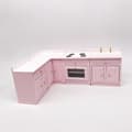 Rosa skåpsmodell, 1:12 mini dockhus, lekstation, diskbänksräknare