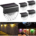 Miniatyrbilde 1 av 5: Solcellelamper for utendørs hagelamper, vanntett solcelledrevet for hagedekorasjon 4PC LED hagelamper for uteplass og trapper, 2 LED-moduser varm farge/fargeskiftende [Energiklasse A+]