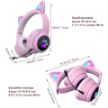 Miniatyrbilde 2 av 5: (Grønn) LED-lys hodetelefoner med mikrofon Foldable Cat Ear Gam