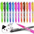 Miniatyrbillede 1 af 4: 12 farver sletbare kuglepenne (0,7 mm), sletbare rollerball pen, sletbar gelblækpen, kuglepenne med viskelæder til børn, voksne, skole, kontor, kontorartikler