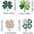 Miniatyrbilde 2 av 5: 4 stk. Firkløver Brosje Pin Grønn Rhinestone Brosje Legering C