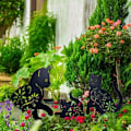 Miniatyrbilde 4 av 5: Katt Hagekunst Hage Metall Statuer Dekor, 3 PCS Katt Hullet Ut Sil