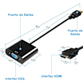 Miniatyrbillede 3 af 5: Sort, HDMI til VGA-adapter, HDMI til VGA-konverter med 3,5 mm Audi