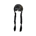 Miniatyrbilde 1 av 5: Wednesday Addams parykk for barn og kvinner, Addams svart lang flettet